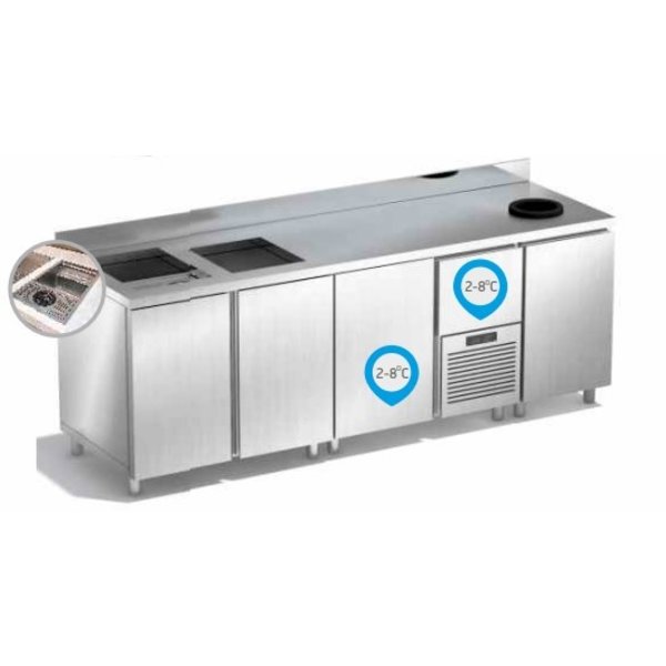 Bar-/Cocktailstation | RVS  | 2 Gekoelde + 3 Neutrale Onderkasten | +2°C/+8°C | 0.435kW | 2350x700x870(h)mm