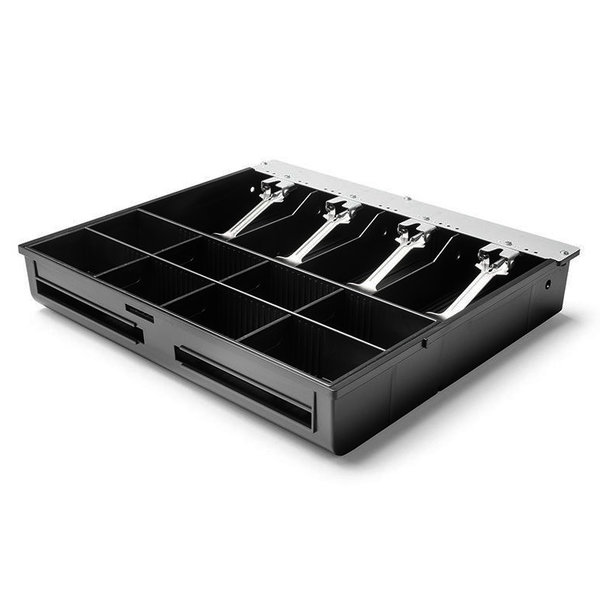 Kassalade | 410 Standaard+ | Zwart | 8 Muntvakken + 4 Biljetvakken | Elektrisch (12V/24V) | 410x415x110(h)mm