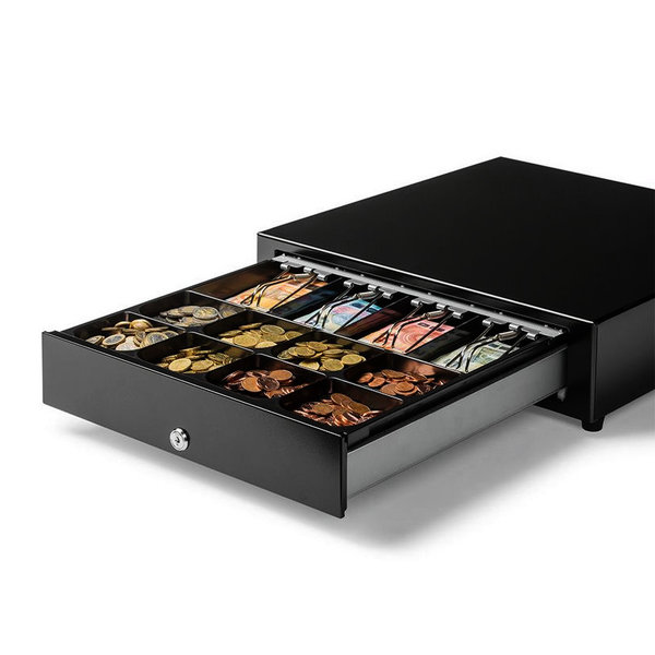 Kassalade | 460 | Zwart/Grijs | 8 Muntvakken + 4 Biljetvakken | Elektrisch (24V) | 440x460x110(h)mm