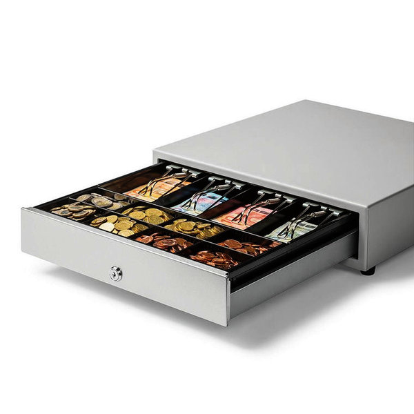 Kassalade | 423 RVS | 8 Muntvakken + 4 Biljetvakken | Elektrisch (24V) | 405x423x113(h)mm