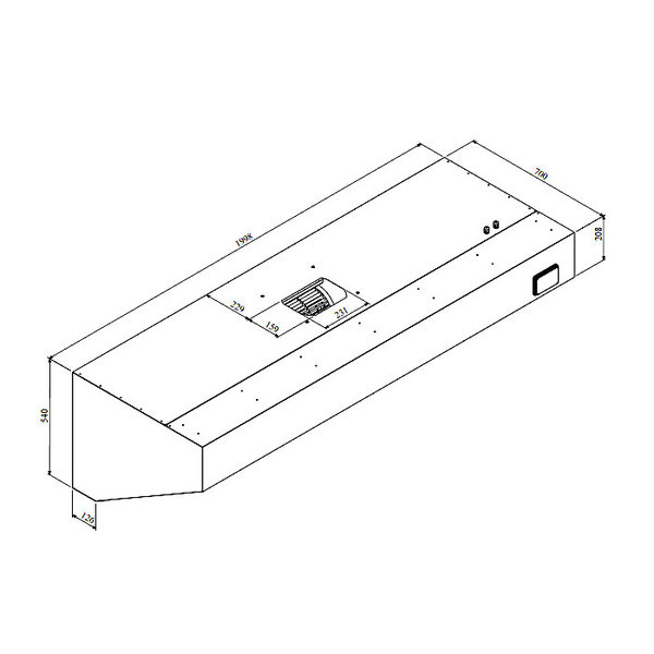 Afzuigkap | Schuin Model | Motor + Regelaar | Verlichting | 1800m³/h | 230V (245W) | 2000x700x520(h)mm