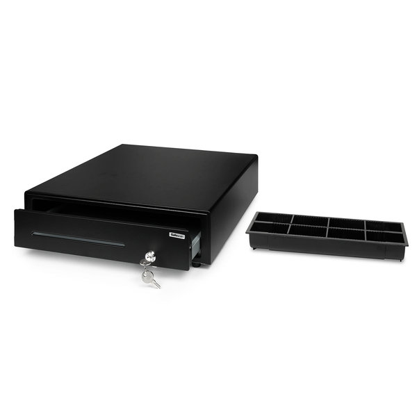 Kassalade | LIGHT DUTY | Zwart | 8 Muntvakken + 4 Biljetvakken | Elektrisch (12V) | 410x415x115(h)mm