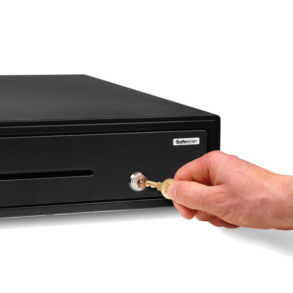 Kassalade | STANDARD DUTY | Zwart | 8 Muntvakken + 4 Biljetvakken | Elektrisch (12V) | 350x405x105(h)mm