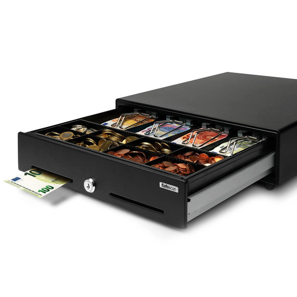 Kassalade | STANDARD DUTY | Zwart | 8 Muntvakken + 4 Biljetvakken | Elektrisch (12V) | 350x405x105(h)mm