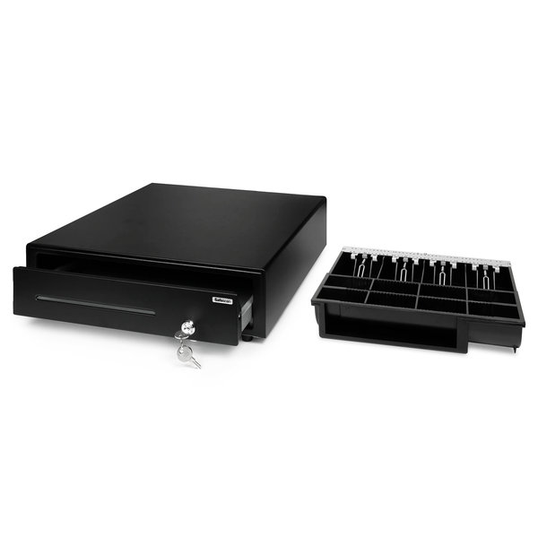 Kassalade | STANDARD DUTY | Zwart | 8 Muntvakken + 4 Biljetvakken | Elektrisch (12V) | 410x415x115(h)mm