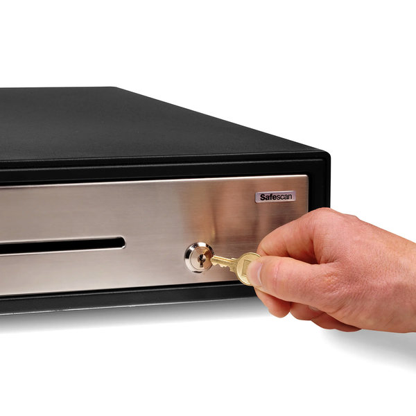 Kassalade | HEAVY DUTY | Zwart/RVS | 8 Muntvakken + 4 Biljetvakken | Elektrisch (12V) | 410x415x115(h)mm