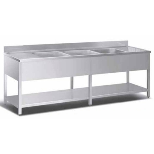 Spoeltafel | Met 3 Kuipen | 2800x700x860(h)mm