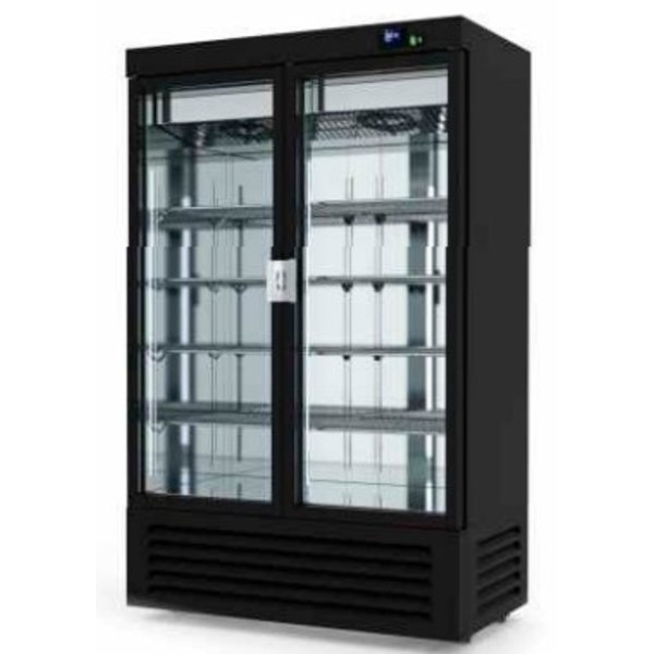 Rijpingskast | 1400L | RVS + Glazen Deur | Zwart | Geventileerd | 0.75kW | 230V | 1440x850x2120(h)mm
