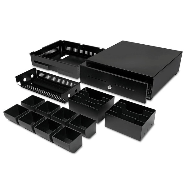 Kassalade | HEAVY DUTY | Zwart | 8 Muntvakken + 8 Biljetvakken | Elektrisch (12V) | 415x425x130(h)mm