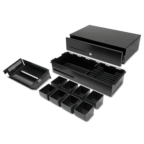Kassalade | HEAVY DUTY | Zwart | 8 Muntvakken + 8 Biljetvakken | Elektrisch (12V) | 495x305x125(h)mm