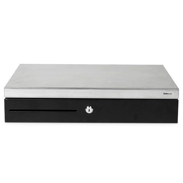 Flip-Top Kassalade | STANDARD DUTY | Zwart/RVS | 8 Muntvakken + 6 Biljetvakken | Elektrisch (12V) | 460x170x100(h)mm