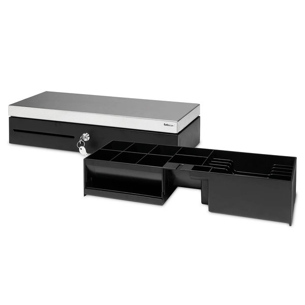 Flip-Top Kassalade | STANDARD DUTY | Zwart/RVS | 8 Muntvakken + 6 Biljetvakken | Elektrisch (12V) | 460x170x100(h)mm