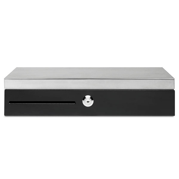 Flip-Top Kassalade | HEAVY DUTY | Zwart/RVS | 8 Muntvakken + 8 Biljetvakken | Elektrisch (12V) | 460x170x100(h)mm