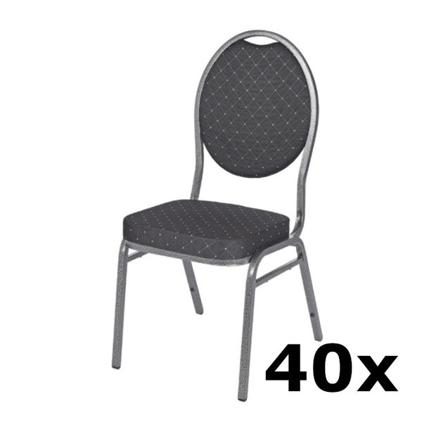 Stackchair Parijs | 40x | Zwart | Stalen Frame