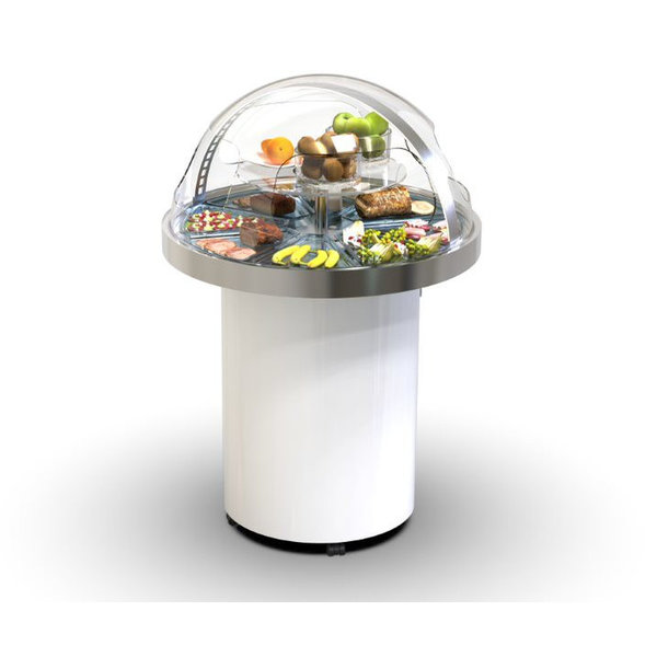Koelvitrine (360°) | Wit/RVS | +4°C/+8°C | Statisch | Zelfbediening | 950x950x1350(h)mm