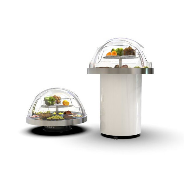 Koelvitrine (360°) | Wit/RVS | +4°C/+8°C | Statisch | Zelfbediening | 950x950x1350(h)mm