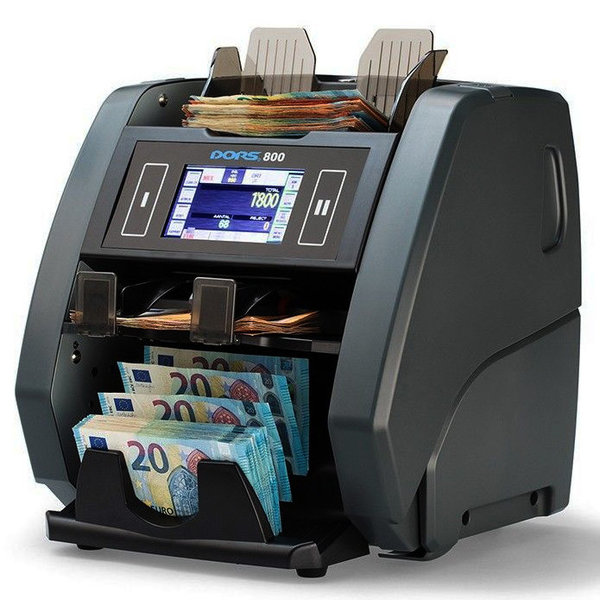Biljettelmachine | SERIE 800 | 1500/min. | Invoer 500 / Opvang 600 Biljetten | Valsgelddetectie (ECB-Gecertificeerd) | Touchscreen | 305x295x345(h)mm