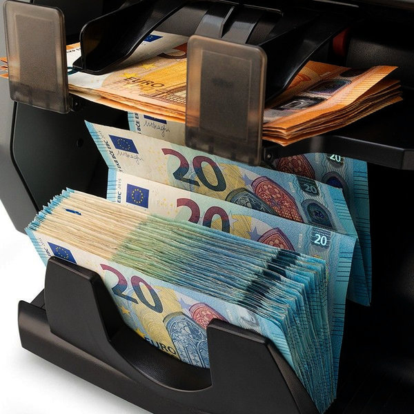 Biljettelmachine | SERIE 800 | 1500/min. | Invoer 500 / Opvang 600 Biljetten | Valsgelddetectie (ECB-Gecertificeerd) | Touchscreen | 305x295x345(h)mm