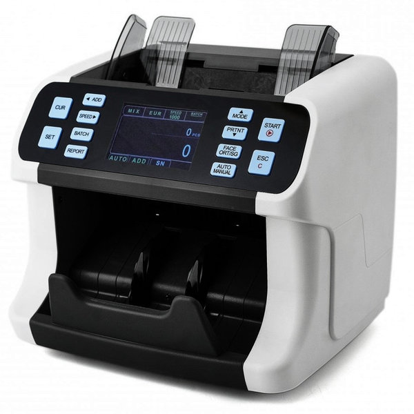 Biljettelmachine | SX-27C | 1200/min. | Invoer 500 / Opvang 300 Biljetten | Valsgelddetectie (ECB-Gecertificeerd) | Touchscreen | 240x260x230(h)mm