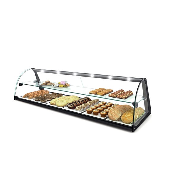 Vitrine | Zwart | 2 Schappen | Neutraal | Demonteerbaar | 1190x380x290(h)mm