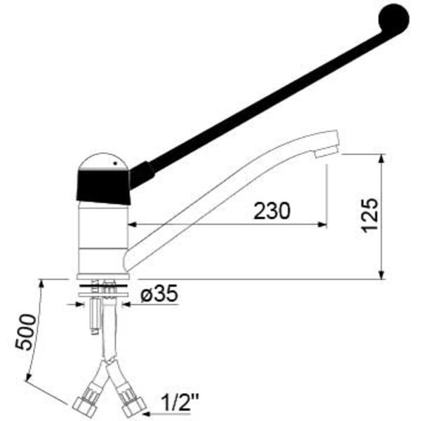 Monokraan | Draaibare Uitloop | Ø35x230x125(h)mm
