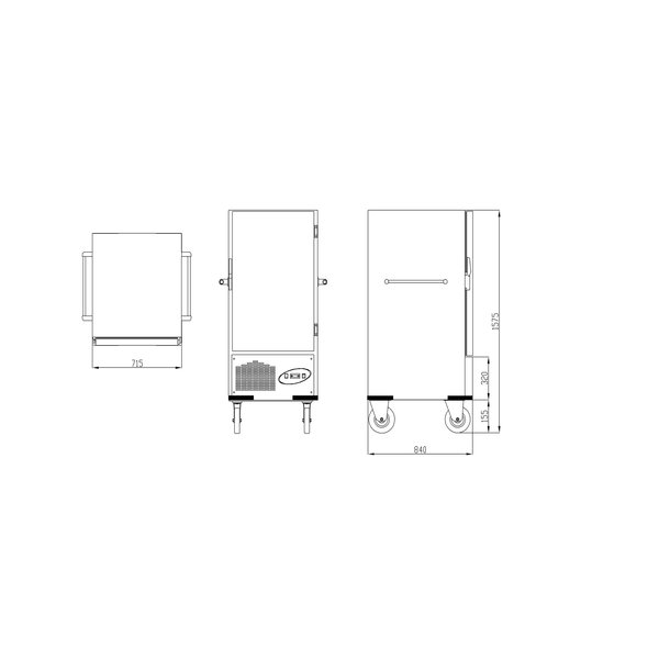 Maaltijdwagen | Gekoeld | 12x 2/1 GN | -2°C/+8°C | Geventileerd | 0.3kW | 710x840x1640(h)mm