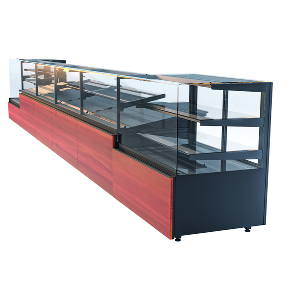 Neutrale Toonbank | 0.038kW | Zwart/Hout | LED | Opslagruimte | Granieten Snijplank | Koppelbaar | 930x985x1200(h)mm