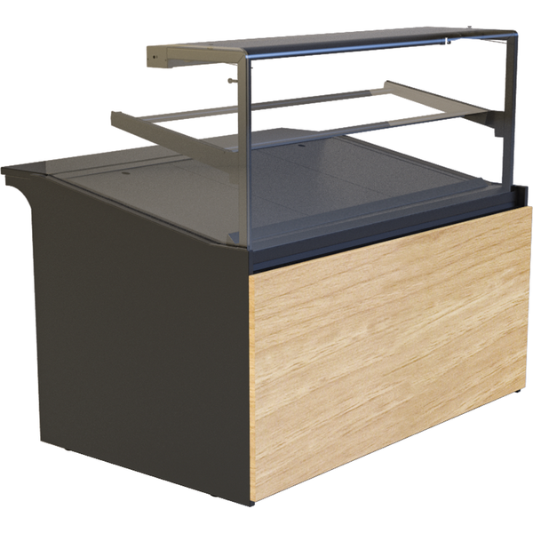 Neutrale Toonbank | 0.038kW | Zwart/Hout | LED | Opslagruimte | Granieten Snijplank | Koppelbaar | 930x985x1200(h)mm