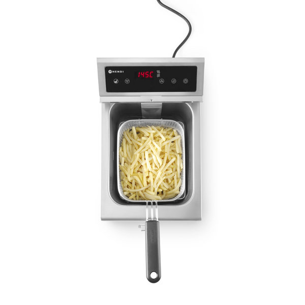Inductiefriteuse | Elektrisch | 8L | 60°C/190°C | 3.5kW (230V) | Aftapkraan | Timer | 288x619x408(h)mm