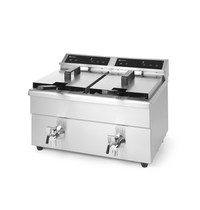 HENDI Inductiefriteuse | ProfiLine | Elektrisch | 8+8L | 60°C/190°C | 7kW (2x 230V) | Aftapkranen | Timer | 577x609x410(h)mm 