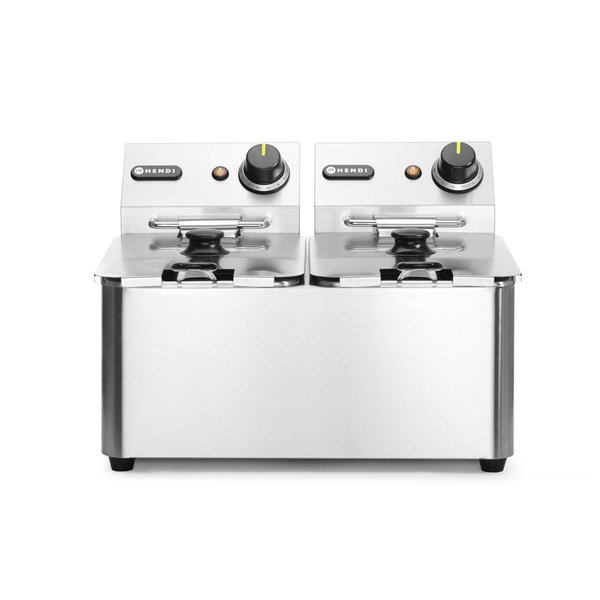 Friteuse | KitchenLine | Elektrisch | 4+4L | 50°C/190°C | 6kW (2x 230V) | 470x380x315(h)mm