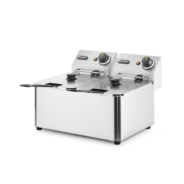Friteuse | KitchenLine | Elektrisch | 4+4L | 50°C/190°C | 6kW (2x 230V) | 470x380x315(h)mm