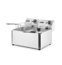 HENDI Friteuse | KitchenLine | Elektrisch | 4+4L | 50°C/190°C | 6kW (2x 230V) | 470x380x315(h)mm