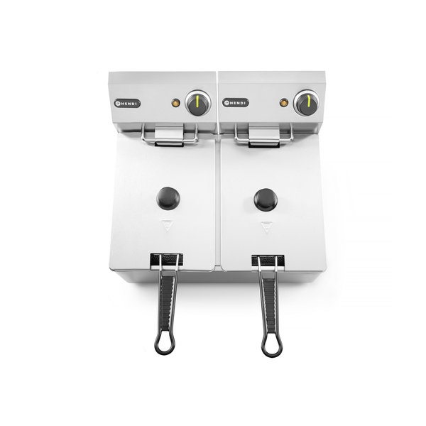 Friteuse | KitchenLine | Elektrisch | 4+4L | 50°C/190°C | 6kW (2x 230V) | 470x380x315(h)mm