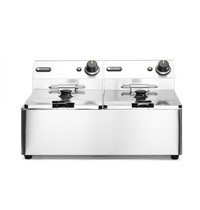 HENDI Friteuse | KitchenLine | Elektrisch | 6+6L | 50°C/190°C | 6.6kW (2x 230V) | 550x430x305(h)mm 