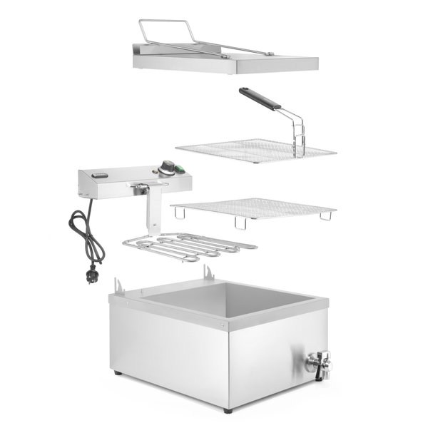 Deegwaren-/Visfriteuse | Elektrisch | 12L | 50°C/190°C | 3.5kW (230V) | Aftapkraan | 630x860x438(h)mm