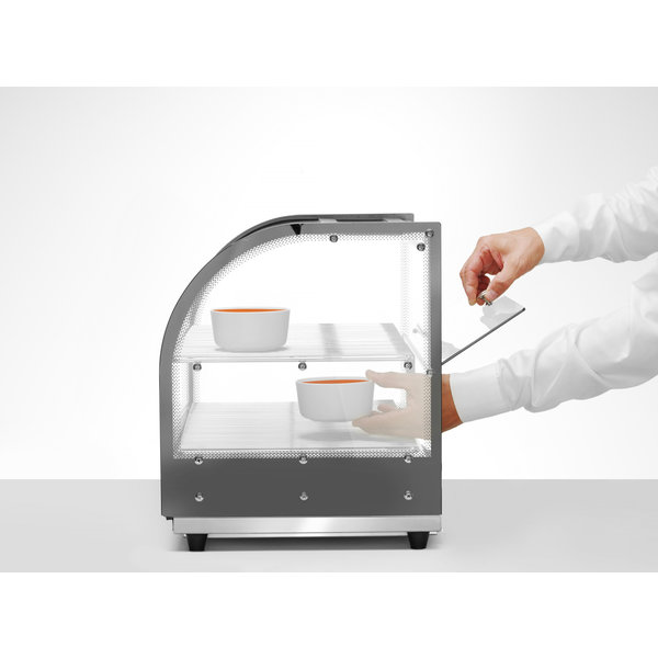 Warmhoudvitrine | Zwart | Max. +85°C | Incl. GN 1/1 Roosters | 0.4kW | 554x376x432(h)mm