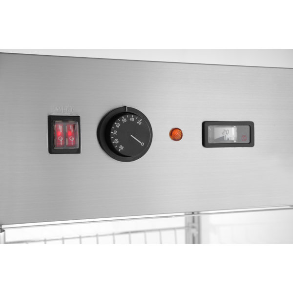 Warmhoudvitrine | RVS | LED | +30°C/+90°C | Incl. 3 Roosters | 0.8kW | 460x448x785(h)mm