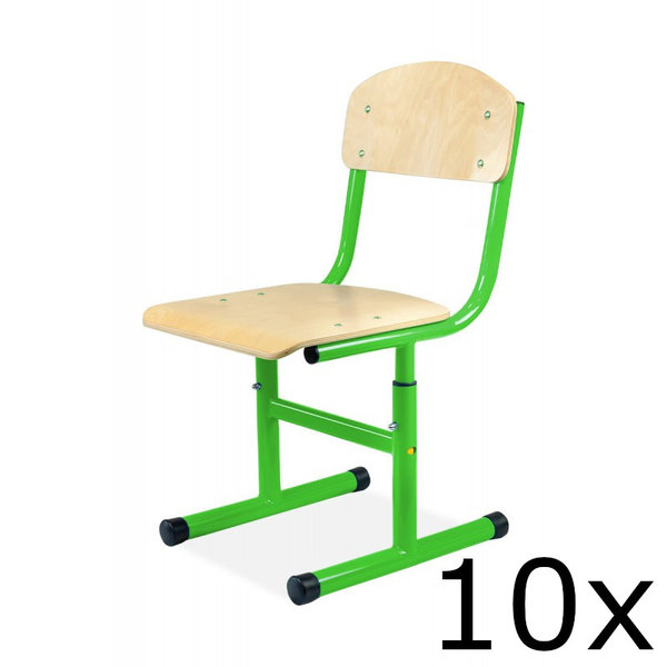 Schoolstoel | Groen | Hoogte Verstelbaar | Voor Kinderen 1.10-1.75m | Zithoogte 310-430mm | 10 Stuks