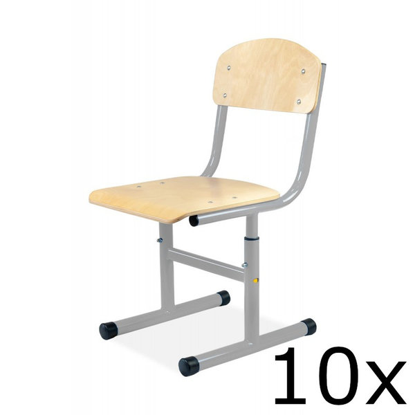 Schoolstoel | Grijs | Hoogte Verstelbaar | Voor Kinderen 1.10-1.75m | Zithoogte 310-430mm | 10 Stuks