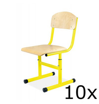 Luxus Schoolstoel | Geel | Hoogte Verstelbaar | Voor Kinderen 1.10-1.75m | Zithoogte 310-430mm | 10 Stuks