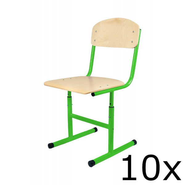 Schoolstoel | Groen | Hoogte Verstelbaar | Voor Kinderen 1.30-1.90m | Zithoogte 380-460mm | 10 Stuks