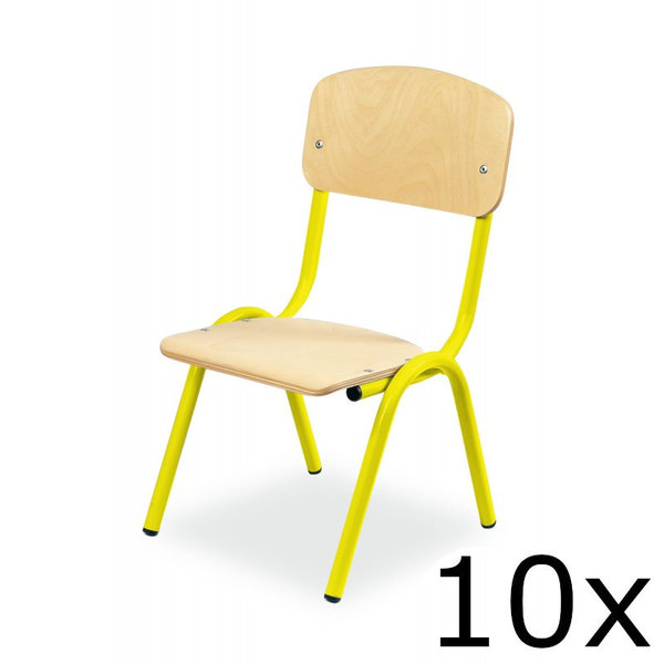 Schoolstoel | Geel | Voor Kinderen 0.80-0.95m | Zithoogte 210mm | 10 Stuks