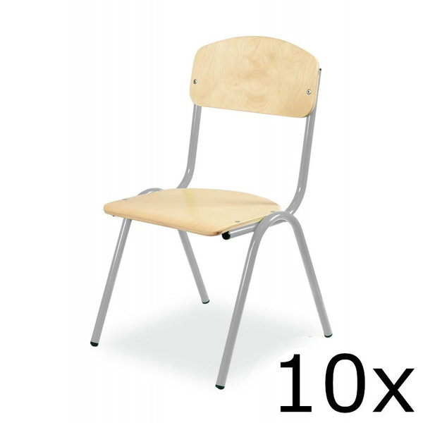 Schoolstoel | Grijs | Voor Kinderen 0.95-1.15m | Zithoogte 260mm | 10 Stuks