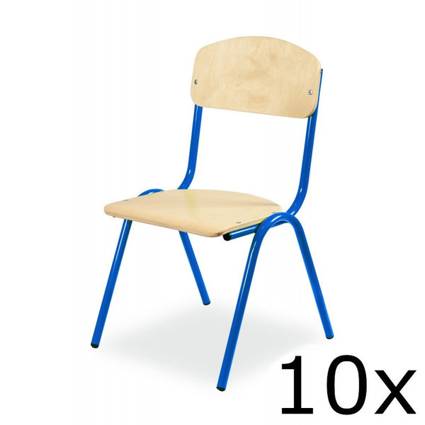 Schoolstoel | Blauw | Voor Kinderen 0.95-1.15m | Zithoogte 260mm | 10 Stuks