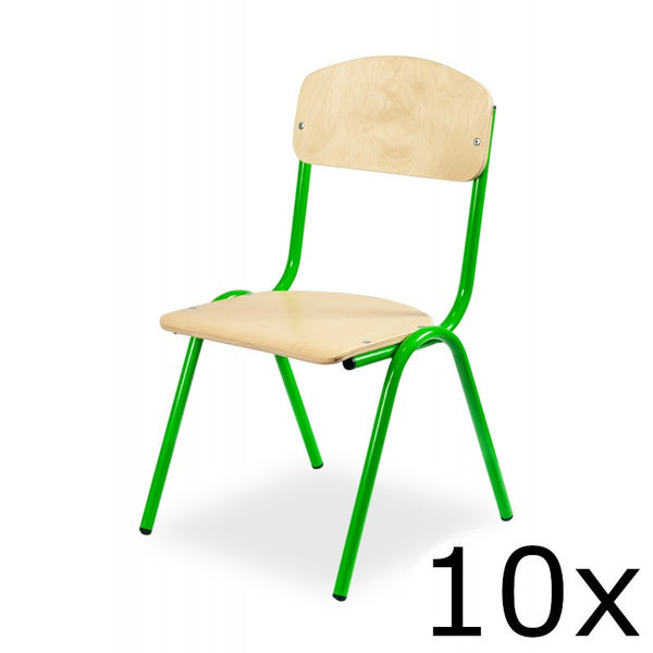 Schoolstoel | Groen | Voor Kinderen 0.95-1.15m | Zithoogte 260mm | 10 Stuks