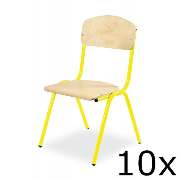 Schoolstoel | Geel | Voor Kinderen 0.95-1.15m | Zithoogte 260mm | 10 Stuks
