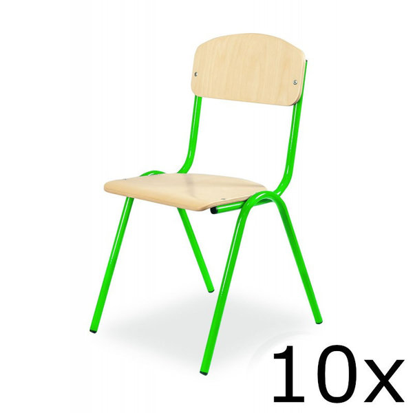 Schoolstoel | Groen | Voor Kinderen 1.05-1.20m | Zithoogte 310mm | 10 Stuks
