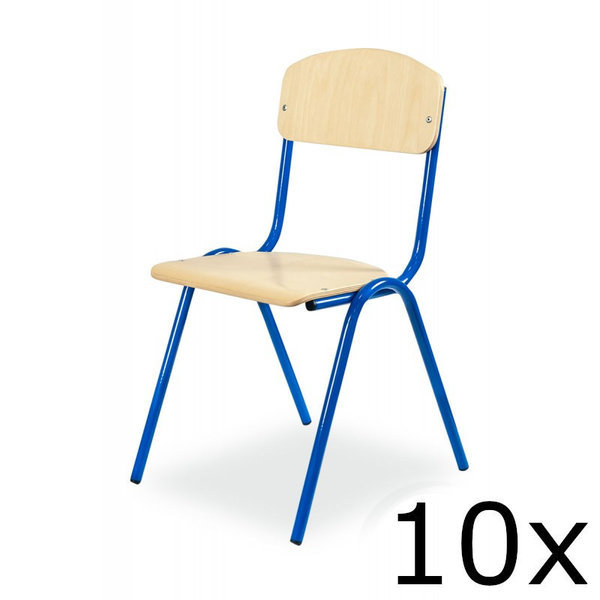 Schoolstoel | Blauw | Voor Kinderen 1.05-1.20m | Zithoogte 310mm | 10 Stuks
