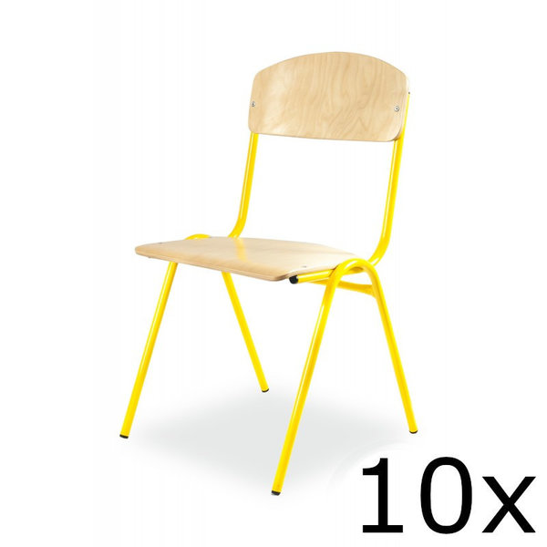 Schoolstoel | Geel | Voor Kinderen 1.20-1.45m | Zithoogte 350mm | 10 Stuks